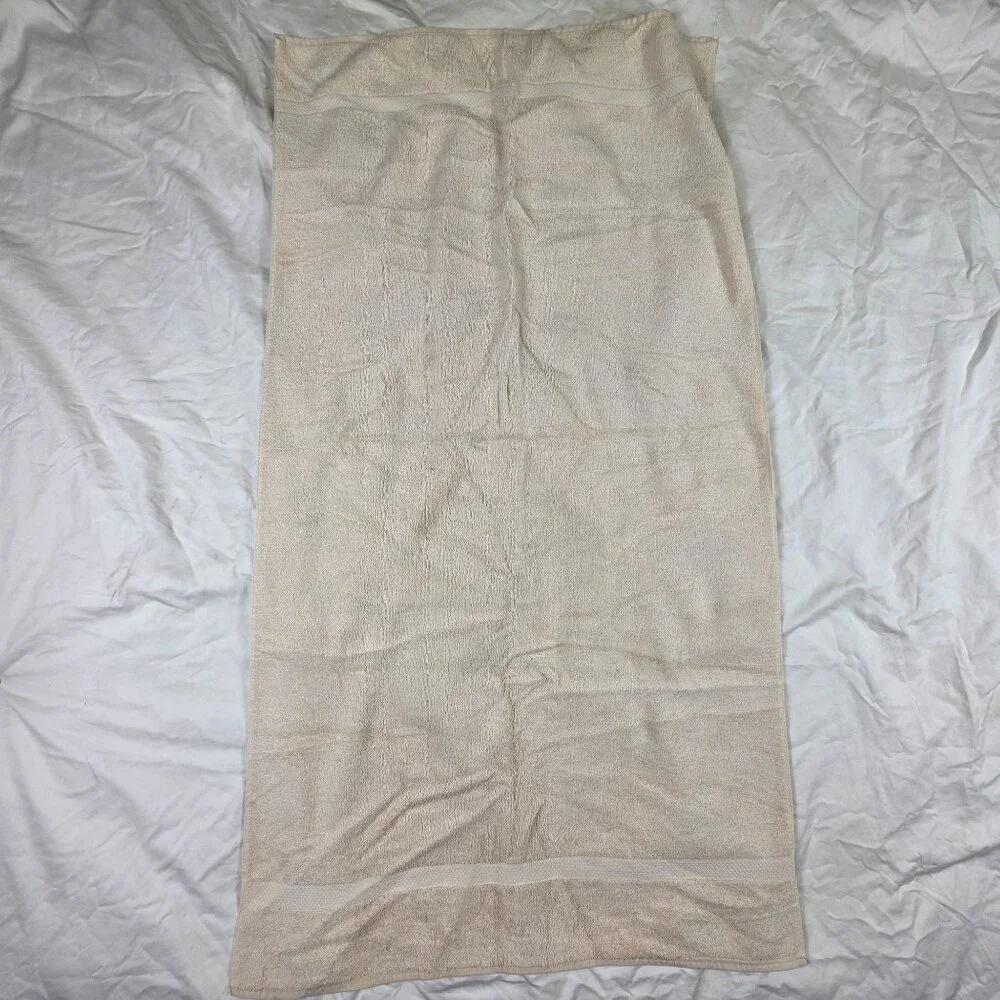 Vintage Fieldcrest Cotton Bath Towel Cream Beige Made In USA Absorbent